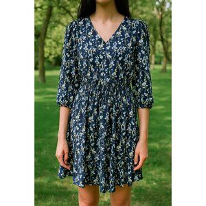 Women's - Maison Tara Blue Floral Dress, Size 14 Petite